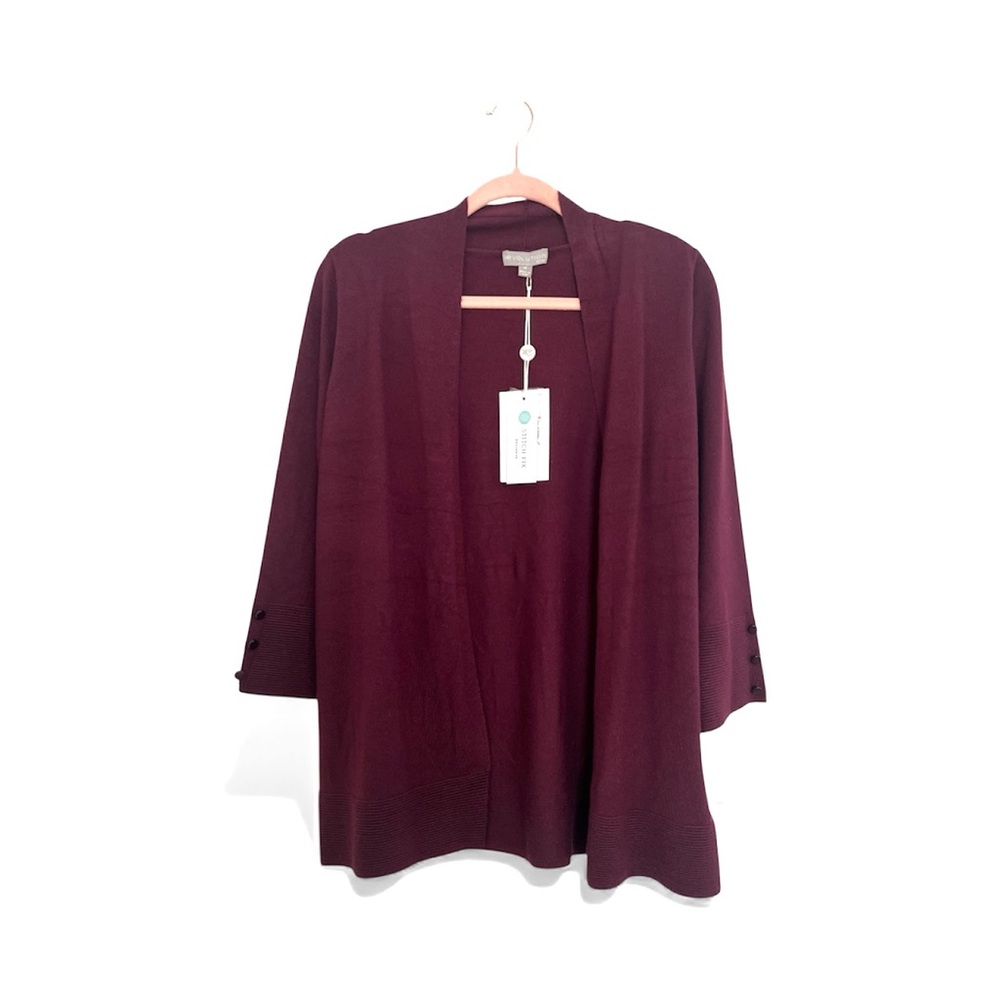 Evolution Burgundy Open Front Cardigan
